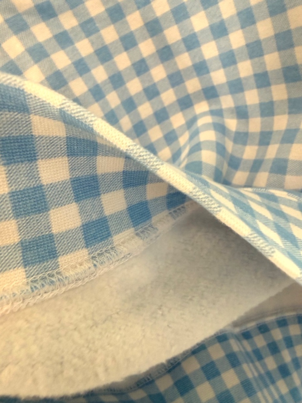 NWOT Living Fully Co Gingham Lightweight Sweatshirt Blue White Popsicle Top S - Picture 8 of 11